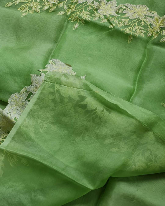 PURE KORA ORGANZA BANARASI CUTWORK SAREE