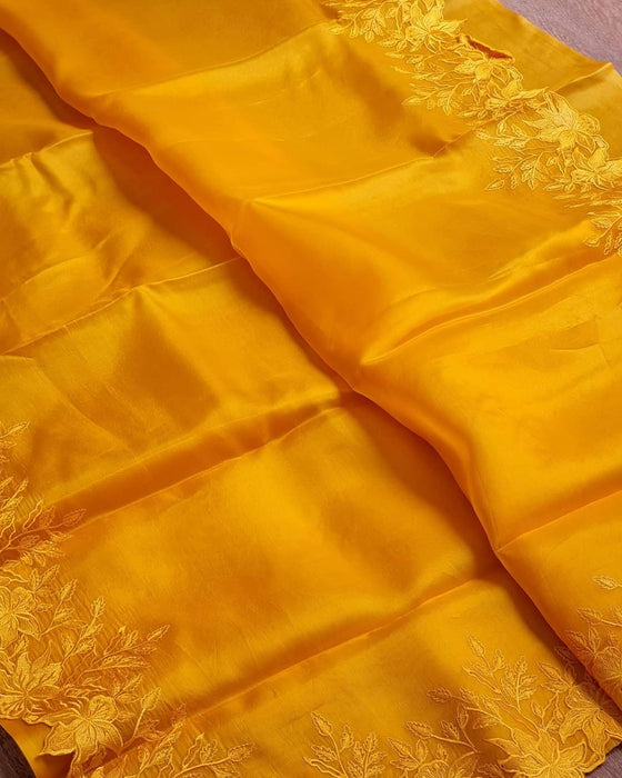 pure kora organza embroidry cutwork saree