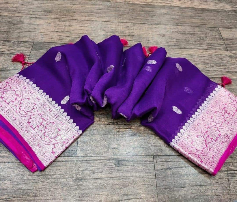 PURE HANDLOOM KHADDI GEORGUTTE BANARASI SAREE