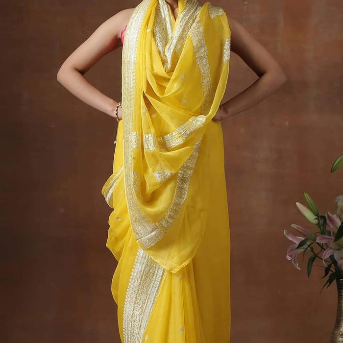 PURE HANDLOOM KHADDI GEORGUTTE BANARASI SAREE