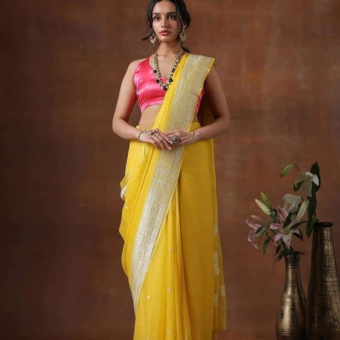 PURE HANDLOOM KHADDI GEORGUTTE BANARASI SAREE