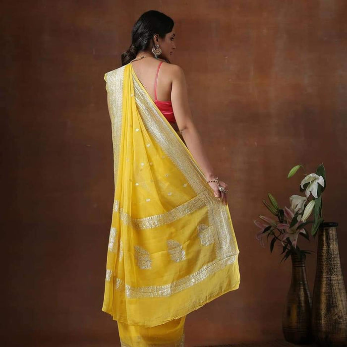 PURE HANDLOOM KHADDI GEORGUTTE BANARASI SAREE