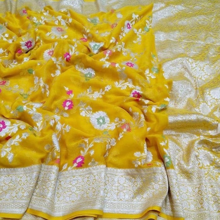 PURE HANDLOOM KHADDI GEORGUTTE BANARASI SAREE