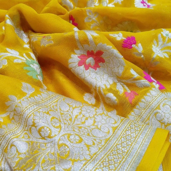 PURE HANDLOOM KHADDI GEORGUTTE BANARASI SAREE