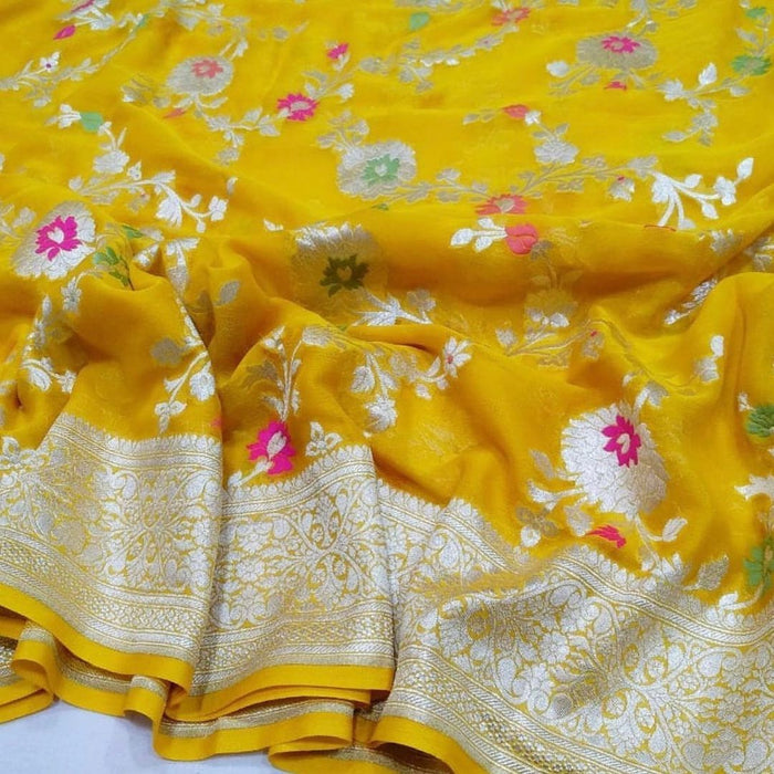 PURE HANDLOOM KHADDI GEORGUTTE BANARASI SAREE