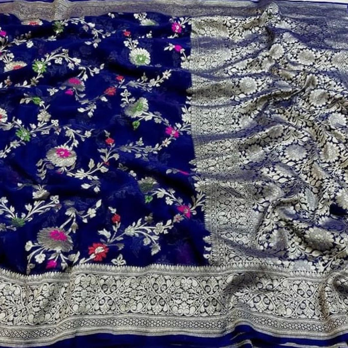 PURE HANDLOOM KHADDI GEORGUTTE BANARASI SAREE