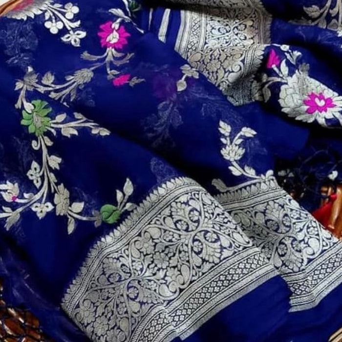 PURE HANDLOOM KHADDI GEORGUTTE BANARASI SAREE