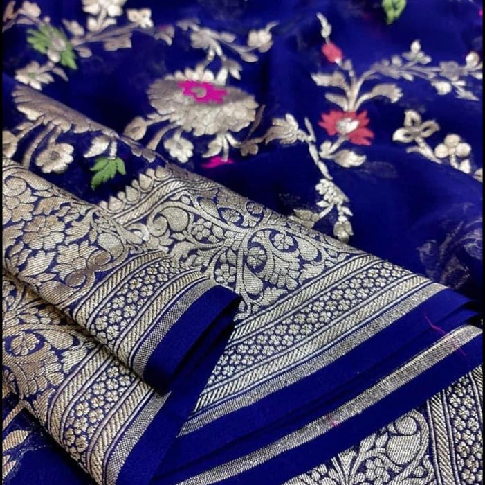 PURE HANDLOOM KHADDI GEORGUTTE BANARASI SAREE