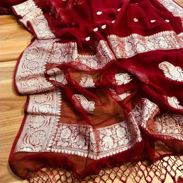 PURE HANDLOOM KHADDI GEORGUTTE BANARASI SAREE