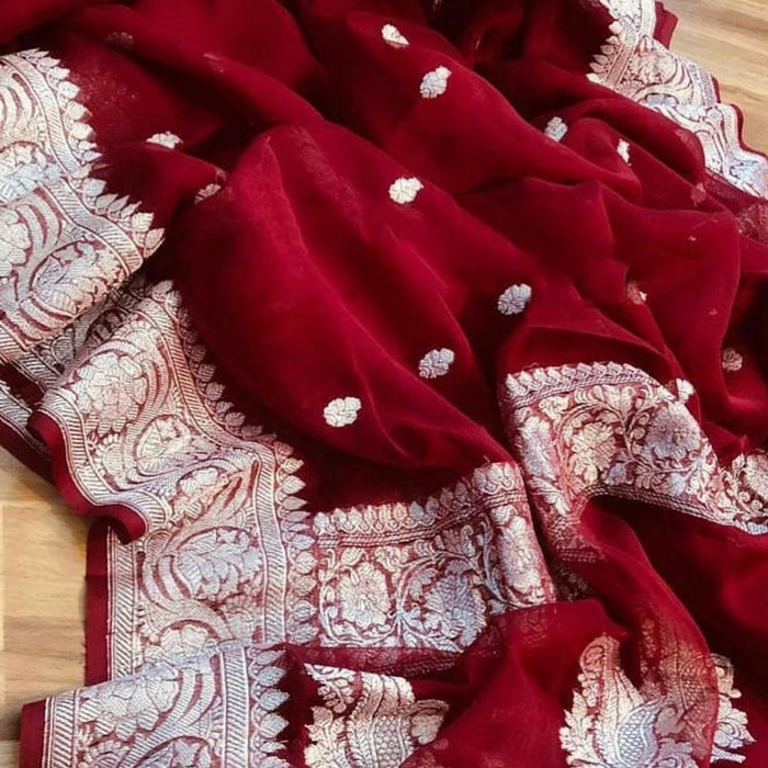 PURE HANDLOOM KHADDI GEORGUTTE BANARASI SAREE