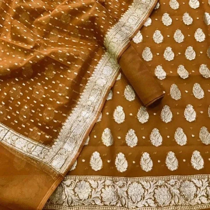 PURE HANDLOOM KHADDI GEORGUTTE BANARASI SUIT