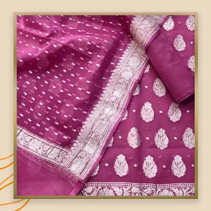 PURE HANDLOOM KHADDI GEORGUTTE BANARASI SUIT