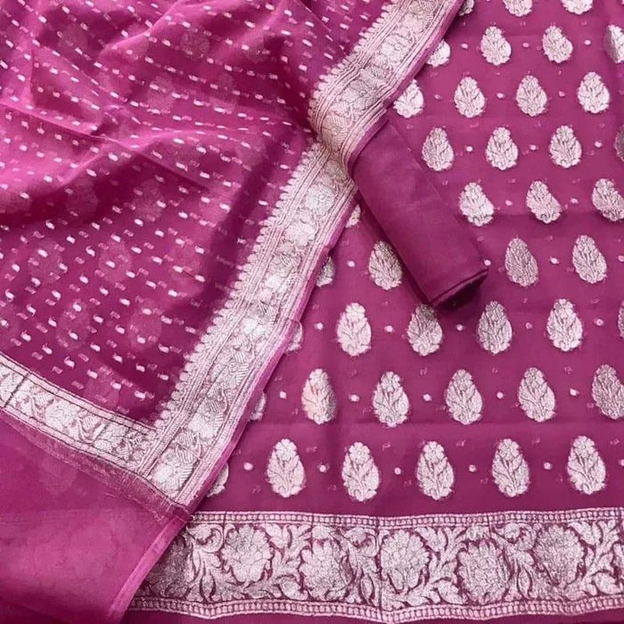 PURE HANDLOOM KHADDI GEORGUTTE BANARASI SUIT