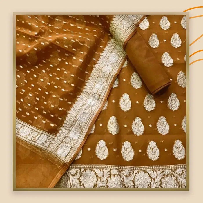 PURE HANDLOOM KHADDI GEORGUTTE BANARASI SUIT