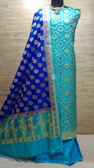 BANARASI SEMI KATAN SILK SUIT WITH MINA WORK