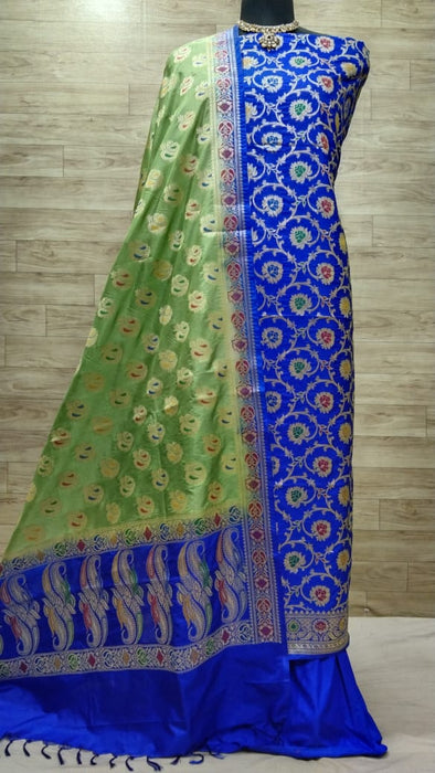 BANARASI SEMI KATAN SILK SUIT WITH MINA WORK