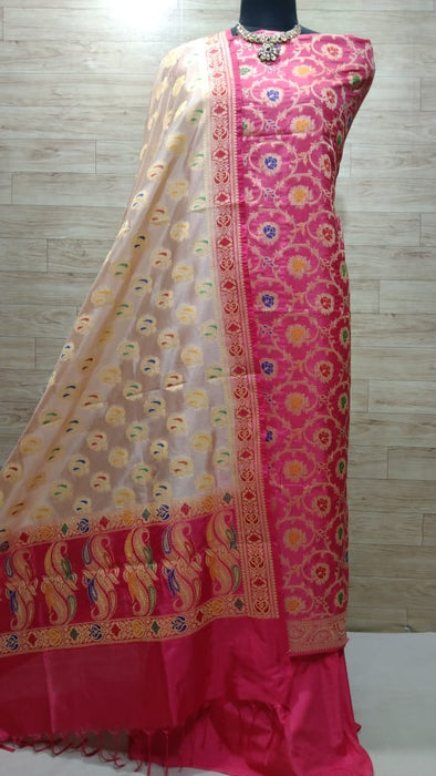 BANARASI SEMI KATAN SILK SUIT WITH MINA WORK