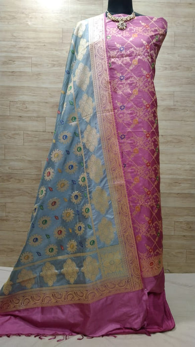 BANARASI SEMI KATAN SILK SUIT ALOVER MINA WORK