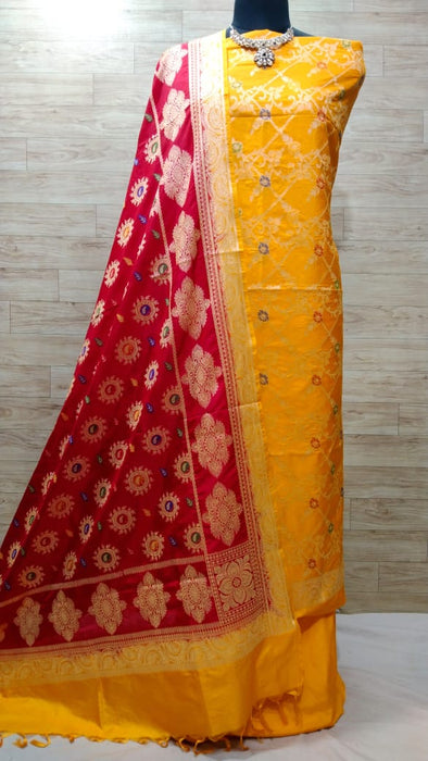 BANARASI SEMI KATAN SILK SUIT ALOVER MINA WORK