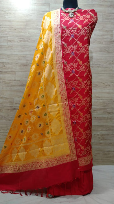 BANARASI SEMI KATAN SILK SUIT ALOVER MINA WORK