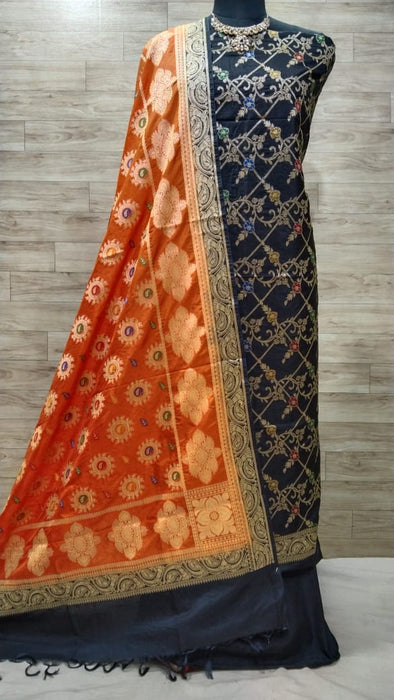 BANARASI SEMI KATAN SILK SUIT ALOVER MINA WORK