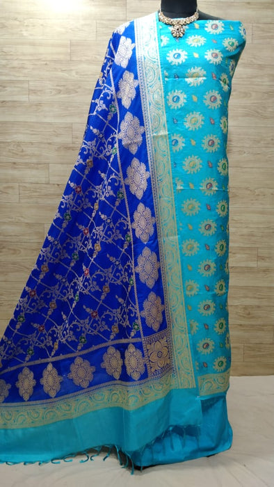 BANARASI SEMI KATAN SILK SUIT ALOVER MINA WORK