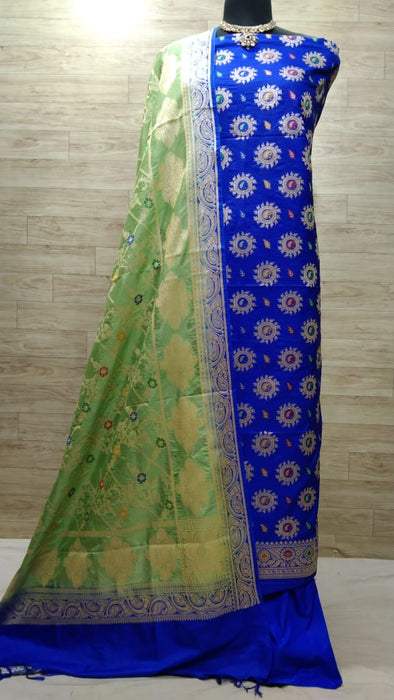 BANARASI SEMI KATAN SILK SUIT ALOVER MINA WORK