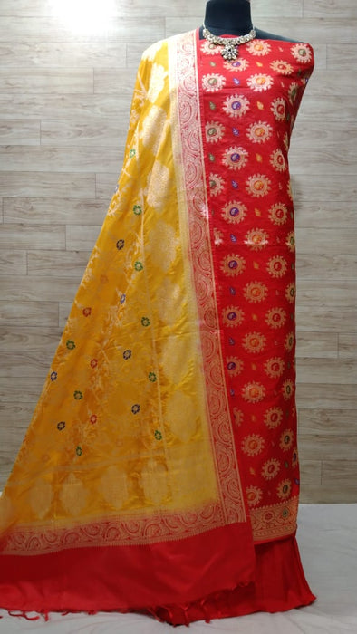 BANARASI SEMI KATAN SILK SUIT ALOVER MINA WORK