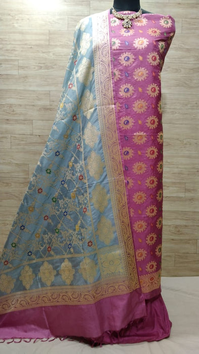 BANARASI SEMI KATAN SILK SUIT ALOVER MINA WORK