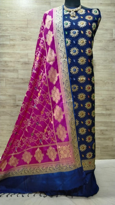 BANARASI SEMI KATAN SILK SUIT ALOVER MINA WORK