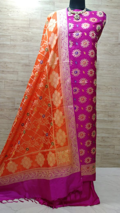 BANARASI SEMI KATAN SILK SUIT ALOVER MINA WORK