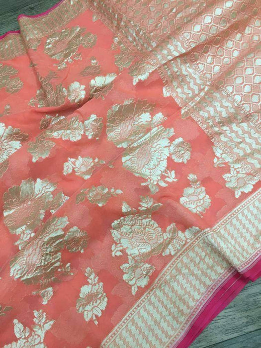 PURE HANDLOOM KHADDI GEORGUTTE SILK SAREE