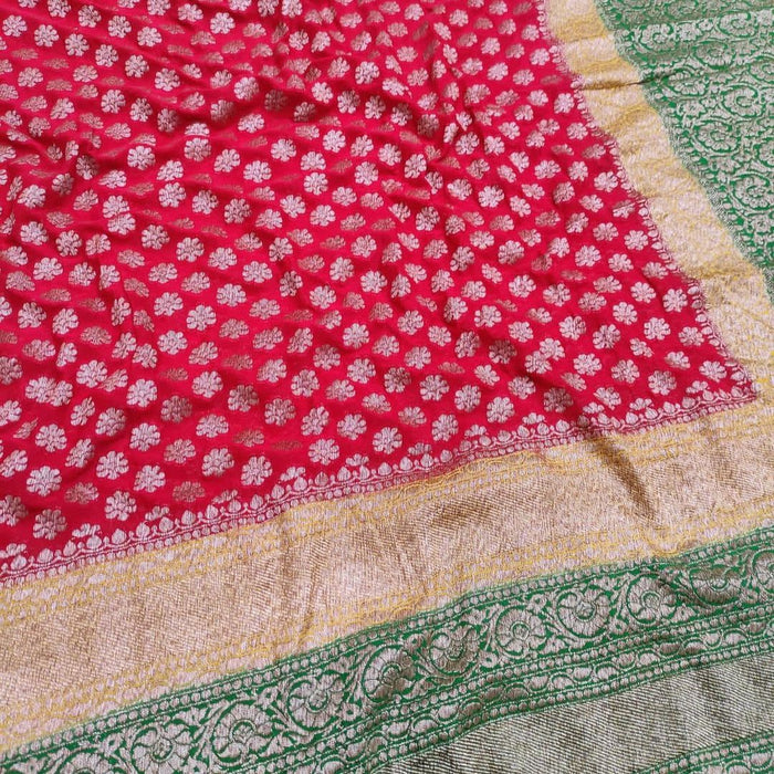 PURE HANDLOOM BANARASI KHADDI GEOERGUTTE SILK SAREE