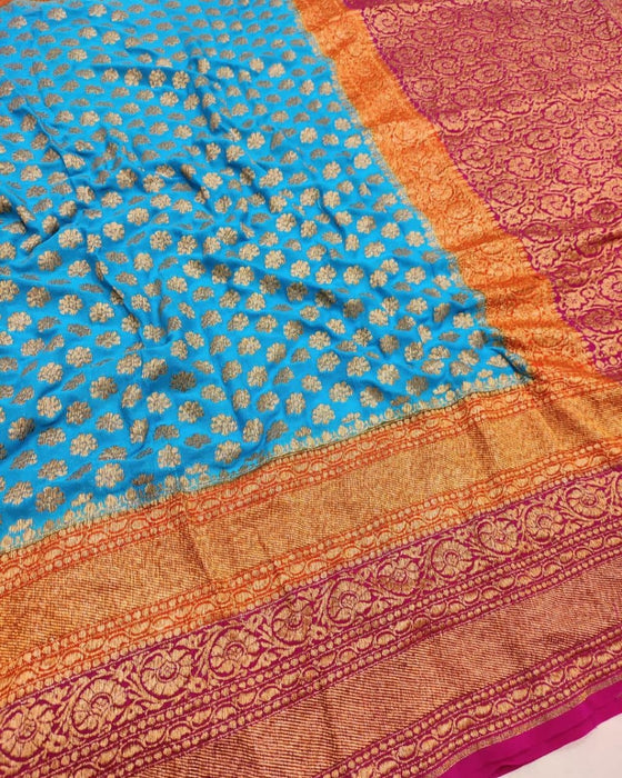 PURE HANDLOOM BANARASI KHADDI GEOURGUTTE SILK SAREE