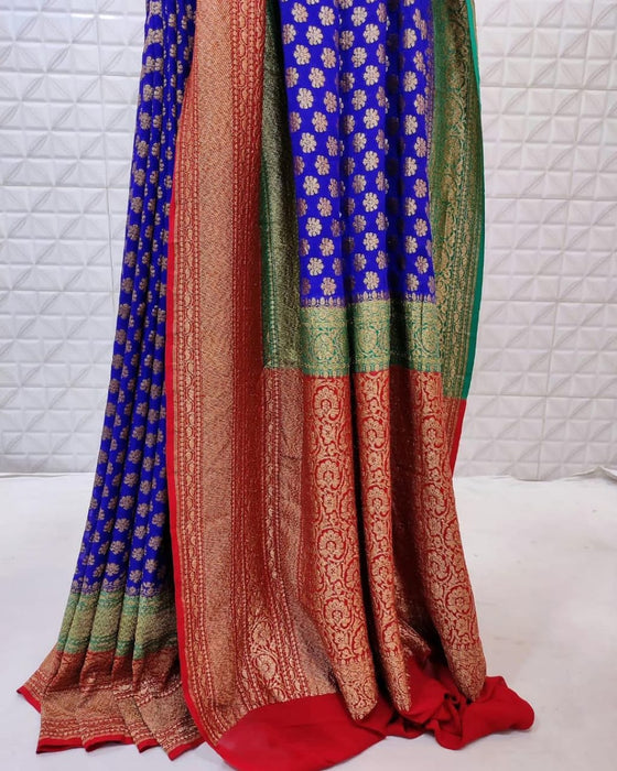 PURE HANDLOOM BANARASI KHADDI GEORGUTTE SAREE