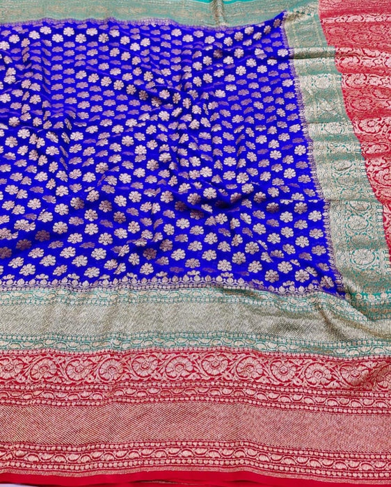 PURE HANDLOOM BANARASI KHADDI GEORGUTTE SAREE