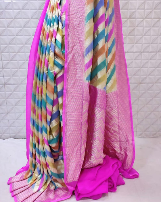 PURE HANDLOOM BANARASI KHADDI GEORGUTTE SILK SAREE