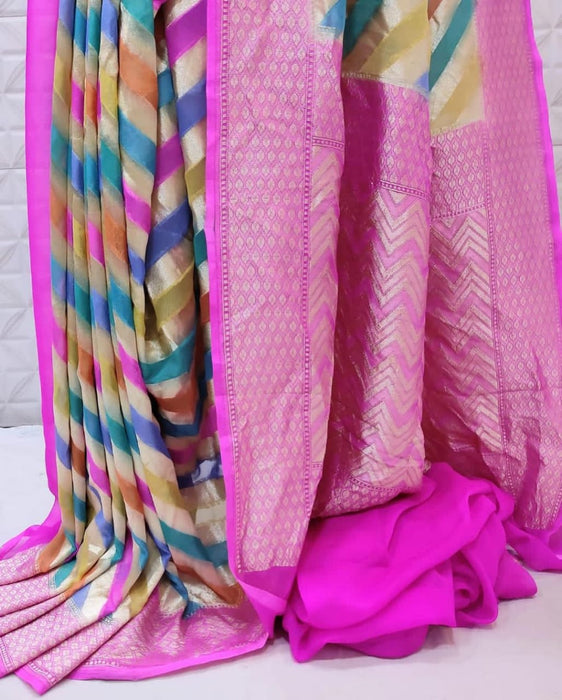 PURE HANDLOOM BANARASI KHADDI GEORGUTTE SILK SAREE