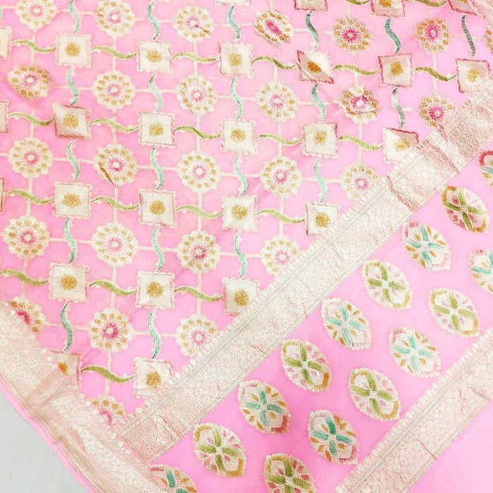 PURE HANDLOOM BANARASI KHADDI GEORGUTTE SILK SAREE