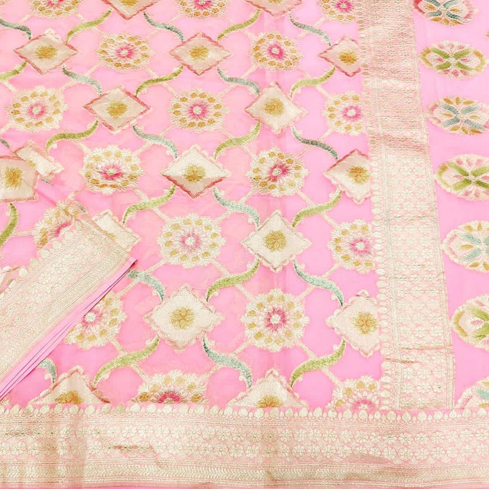 PURE HANDLOOM BANARASI KHADDI GEORGUTTE SILK SAREE