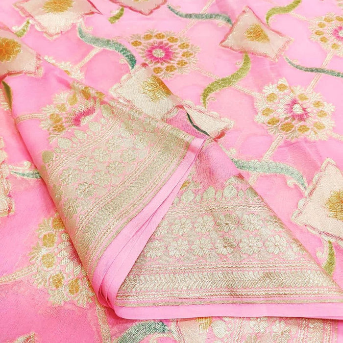 PURE HANDLOOM BANARASI KHADDI GEORGUTTE SILK SAREE