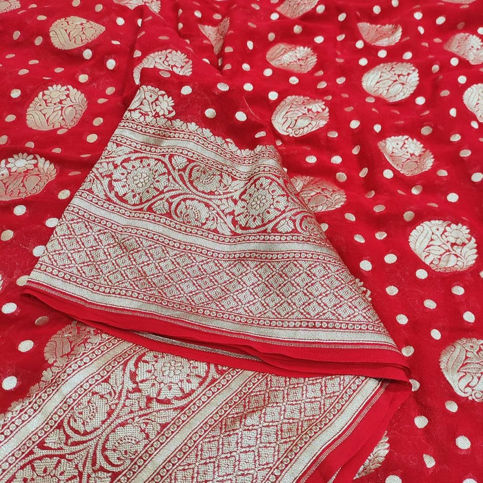 PURE HANDLOOM BANARASI KHADDI GEORGUTTE SILK SAREE