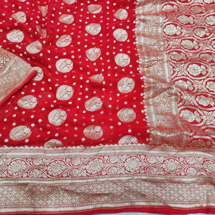 PURE HANDLOOM BANARASI KHADDI GEORGUTTE SILK SAREE