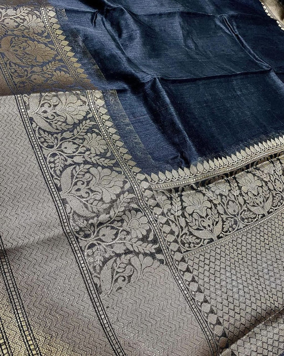 PURE BANARASI HANDLOOM LINEN SILK SAREE