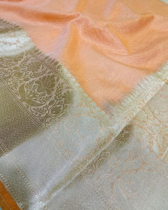 PURE BANARASI HANDLOOM LINEN SILK SAREE