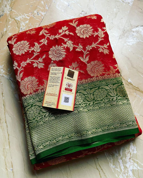 PURE HANDLOOM BANARASI KHADDI GEORGUTTE SAREE