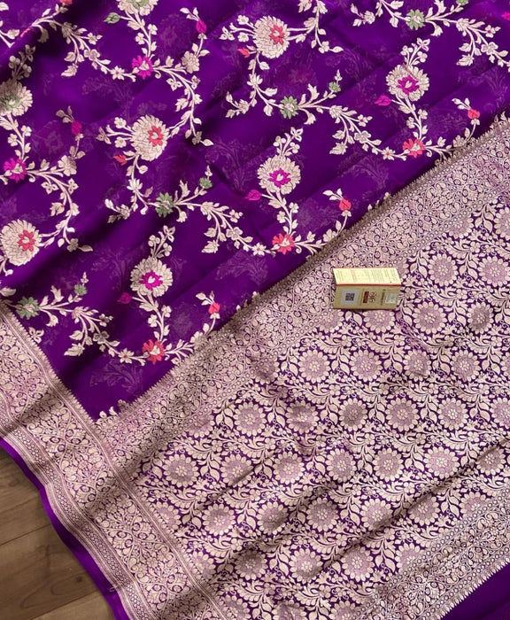 PURE HANDLOOM BANARASI KHADDI GEORGUTTE SAREE