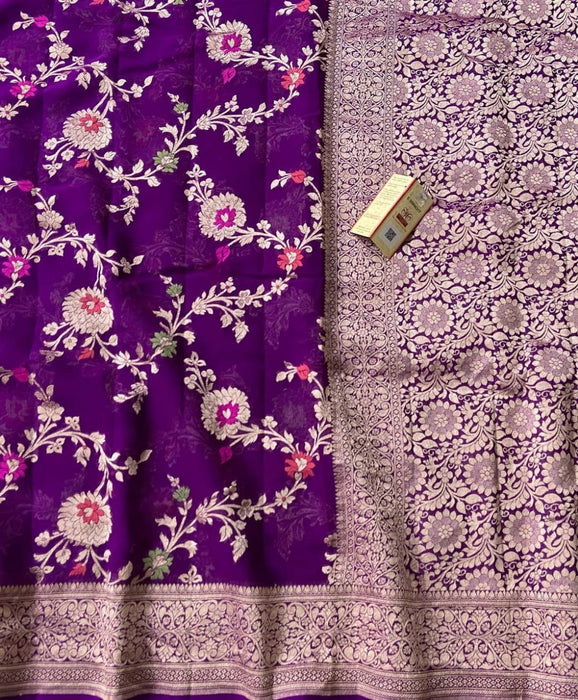 PURE HANDLOOM BANARASI KHADDI GEORGUTTE SAREE