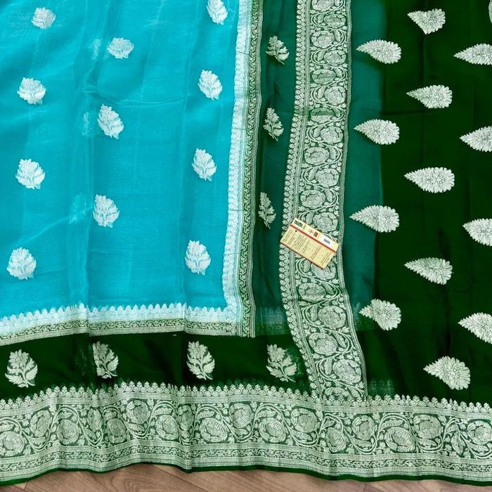 PURE HANDLOOM BANARASI KHADDI GEORGUTTE SAREE