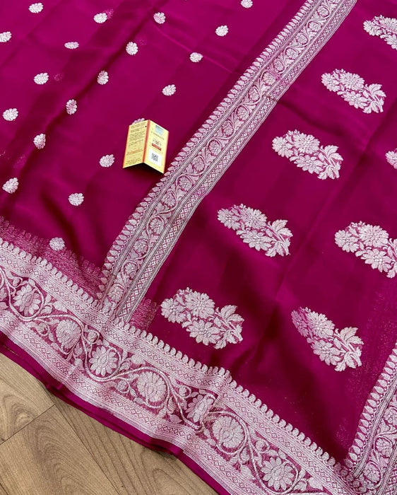 PURE HANDLOOM BANARASI KHADDI GEORGUTTE SAREE